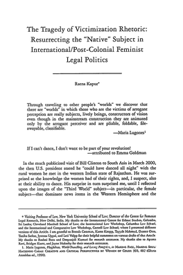 Subject in International/Post-Colonial Feminist Legal Politics