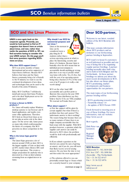 SCO Benelux Information Bulletin# 3, August 1999