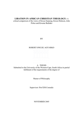 Libation in Africa Christian Theology