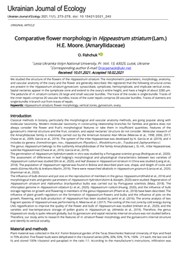 Comparative Flower Morphology in Hippeastrum Striatum (Lam.) H.E