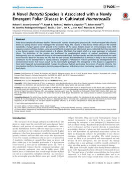 A Novel Botrytis Species Is Associated with a Newly Emergent Foliar Disease in Cultivated Hemerocallis