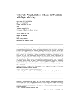 Topicnets: Visual Analysis of Large Text Corpora with Topic Modeling