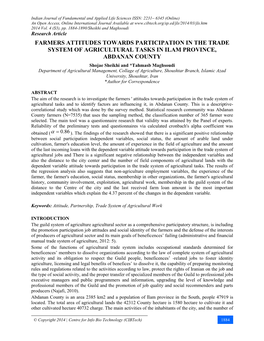 Farmers Attitudes Towards Participation in the Trade System Of