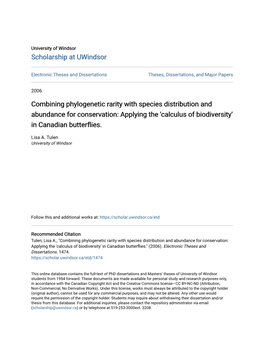 Combining Phylogenetic Rarity with Species Distribution and Abundance for Conservation: Applying the 'Calculus of Biodiversity' in Canadian Butterflies