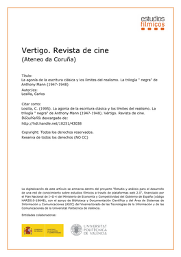 Vertigo. Revista De Cine (Ateneo Da Coruña)
