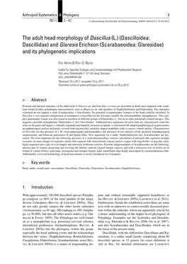 (Scarabaeoidea: Glaresidae) and Its Phylogenetic Implications