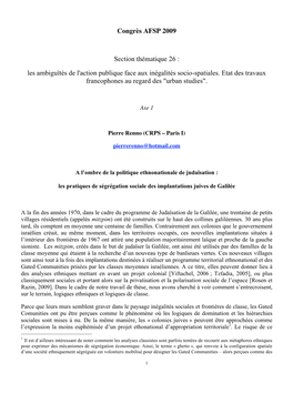 Congrès AFSP 2009 Section Thématique 26