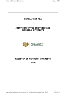 Parliament Rsa Joint Committee on Ethics And
