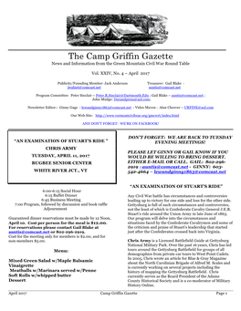 The Camp Griffin Gazette News and Information from the Green Mountain Civil War Round Table