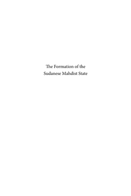 The Formation of the Sudanese Mahdist State Islam in Africa