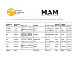 2021 Scholastic Art Awards for the Northern New Jersey Art Region