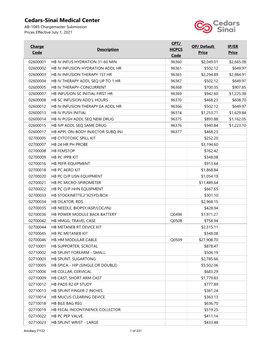 Cedars-Sinai Chargemaster 2021