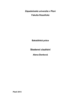 Západočeská Univerzita V Plzni Fakulta Filozofická Bakalářská Práce