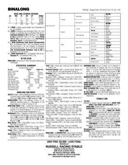 BINALONG 1989 Bay - Dosage Profile: 18-4-16-0-0; DI: 3.75; CD: +1.05