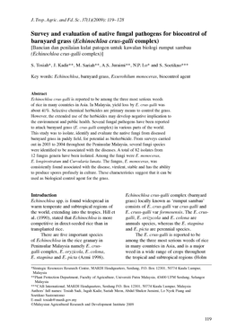 Survey and Evaluation of Native Fungal Pathogens for Biocontrol Of