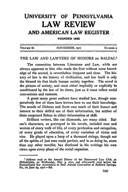 The Law and Lawyers of Honoré De Balzac