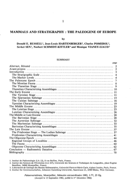 Mammals and Stratigraphy: the Paleogene of Europe