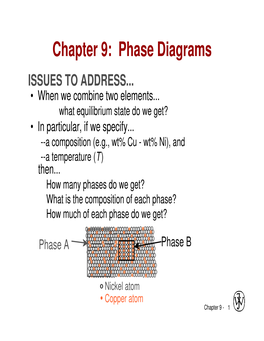 Chapter 9: Phase Diagrams ISSUES to ADDRESS