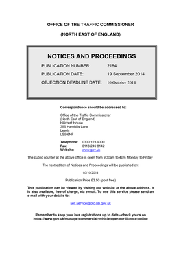 Notices and Proceedings 19 September 2014