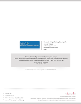 Redalyc.Dental Abnormalities of the Southern Thorny Skate Amblyraja