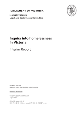 Inquiry Into Homelessness in Victoria: Interim Report Iii