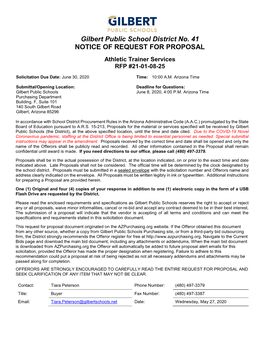 Gilbert Public School District No. 41 NOTICE of REQUEST for PROPOSAL