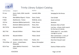 Trinity Library Subject Catalog
