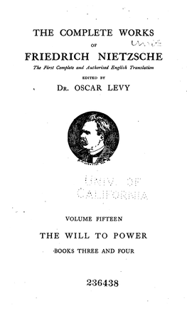 The Complete Works of Friedrich Nietzsche Vol. 15