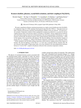 (2020) Kramers Doublets, Phonons, Crystal-Field Excitations, and Their