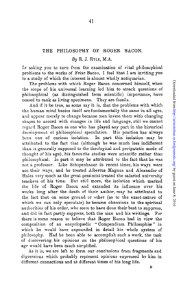 41 the PHILOSOPHY of ROGER BACON. in Asking You to Turn