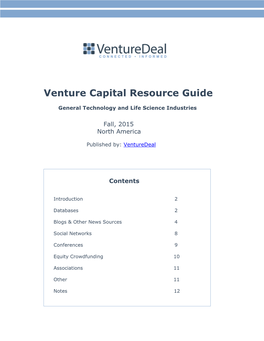 Venture Capital Resource Guide