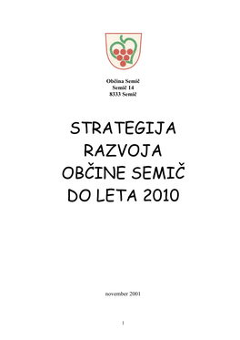 Strategija Razvoja Občine Semič Do Leta 2010