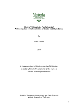 1 Electric Vehicles in the Pacific Islands?