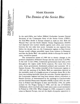 KRAMER, Mark: the Demise of the Soviet Bloc