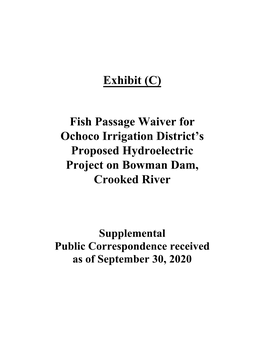 Exhibit (C) Fish Passage Waiver for Ochoco Irrigation District's