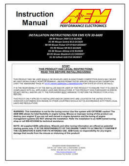 Installation Instructions for Ems P/N 30-6600