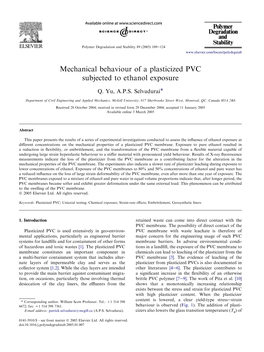 Mechanical Behaviour of a Plasticized PVC Subjected to Ethanol Exposure