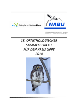 18. Ornithologischer Sammelbericht Für Den Kreis Lippe 2014