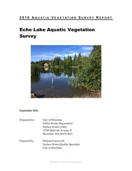 Echo Lake Aquatic Vegetation Survey