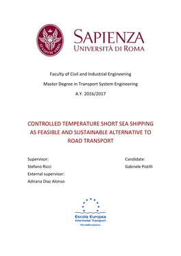 Controlled Temperature Short Sea Shipping As Feasible and Sustainable Alternative to Road Transport