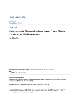 Changing Oklahoma Law to Protect Children from Morphed Child Pornography