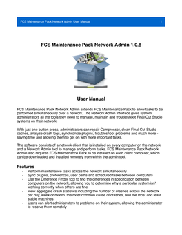 FCS Maintenance Pack Network Admin 1.0.8 User Manual