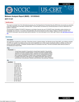 Malware Analysis Report (MAR) - 10135536-D 2017-11-01