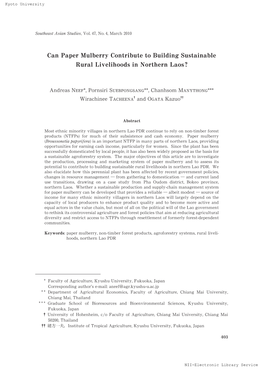 Can Paper Mulberry Contribute to Building Sustainable Rural Livelihoods in Northern Laos?