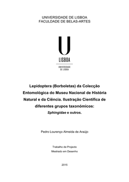 Lepidoptera (Borboletas) Da Colecção Entomológica Do Museu Nacional De História Natural E Da Ciência
