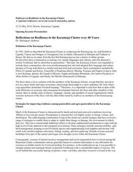 Reflections on Resilience in the Karamoja Cluster Over 40 Years Dr