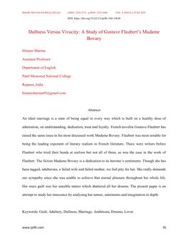 A Study of Gustave Flaubert's Madame Bovary