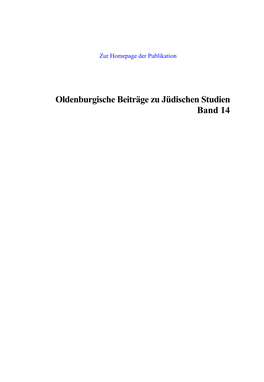 Oldenburgische Beiträge Zu Jüdischen Studien Band 14