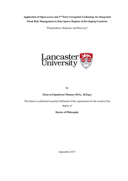 Application of Open-Access and 3Rd Party Geospatial Technology for Integrated Flood Risk Management in Data Sparse Regions of Developing Countries