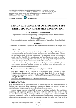 Design and Analysis of Indexing Type Drill Jig for a Misssile Component